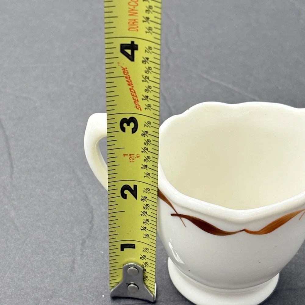 Vintage USA Ceramic Coffee Creamer Brown Orange Stripe Mid Century‎ Diner Retro